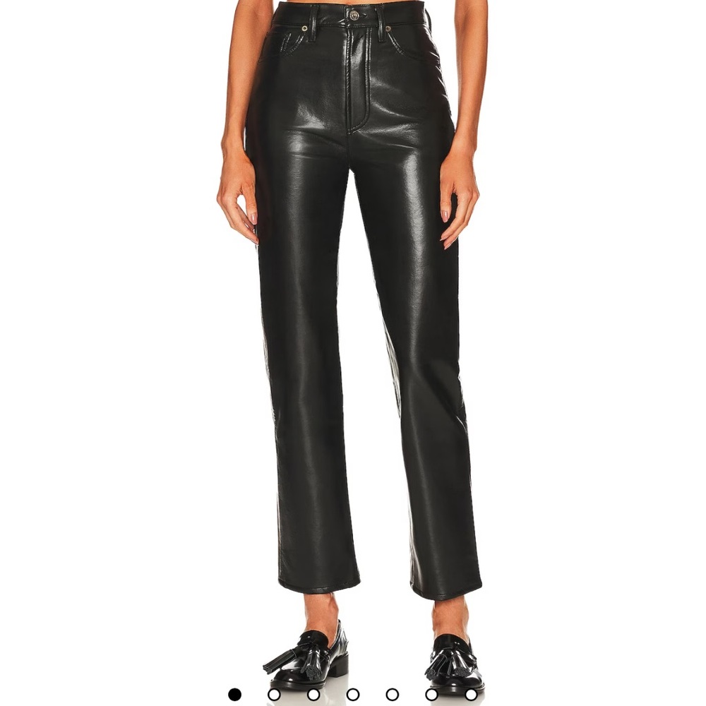 Agolde Black Straight Leg Pants Sleek Leather